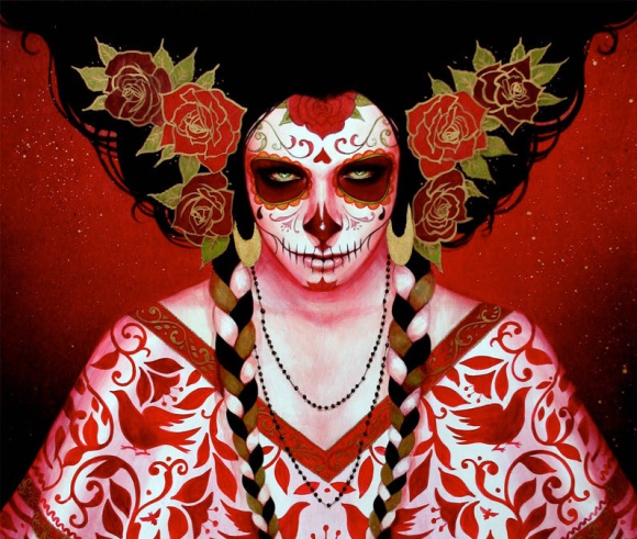 580x491 Day Of The Dead Inspired Art Archives - Day Of The Dead Woman Painting