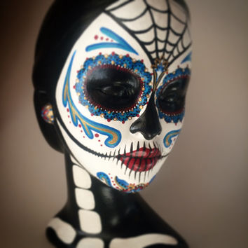 354x354 Day Of The Dead Woman Bust Sugar Skull From Spiritofaine On Etsy - Day Of The Dead Woman Painting