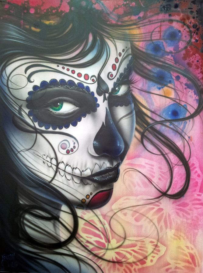 667x900 Dia De Los Muertos Chica Painting By Mike Royal - Day Of The Dead Woman Painting