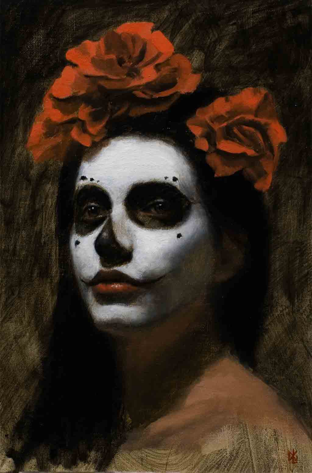 1024x1551 Portrait Amp Figures Portrait Amp Still Life David Gluck Oil - Day Of The Dead Woman Painting