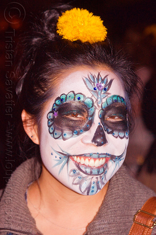 532x800 Asian Woman With Sugar Skull Makeup - Day Of The Dead Woman Painting