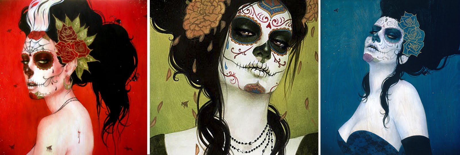 1600x541 Ledbury Drive Day Of The Dead. - Day Of The Dead Woman Painting