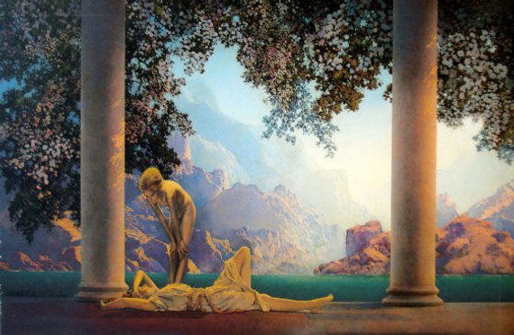 570x372 Maxfield Parrish Daybreak Painting Print On Canvas Ready - Daybreak Painting