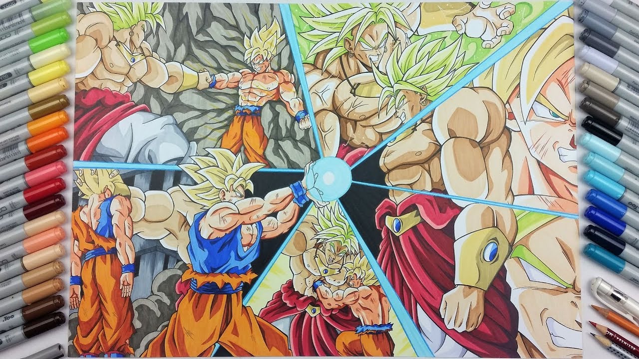 1280x720 Drawing Goku Vs Broly! Epic Fight! Tolgart - Dbz Painting