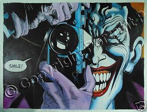 300x229 Batman Joker Dc Comics Hand Painted Art Oil Painting Signed Not - Dc Comics Painting
