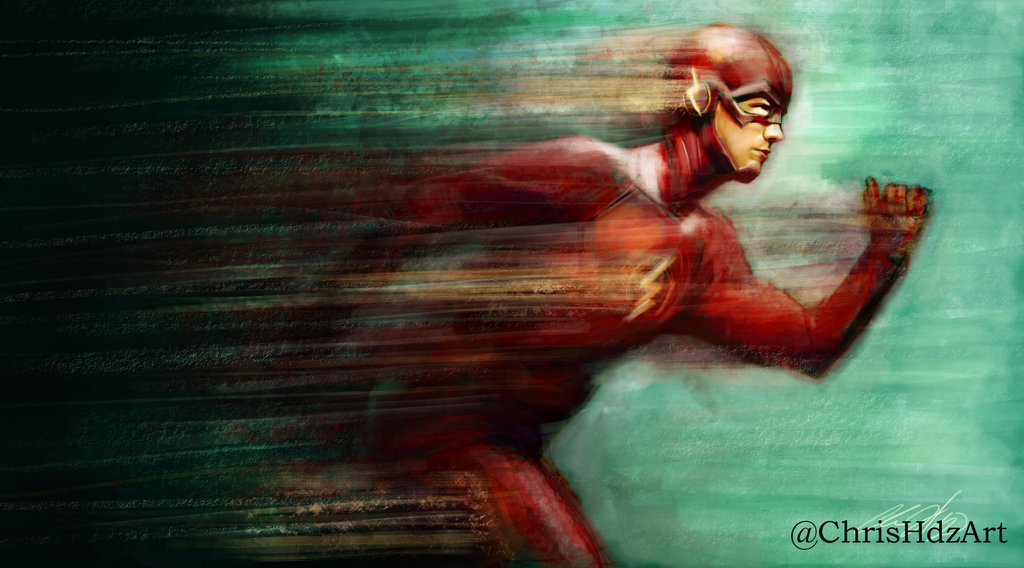 1024x568 Dc Comics The Flash By Chrishdzart - Dc Comics Painting