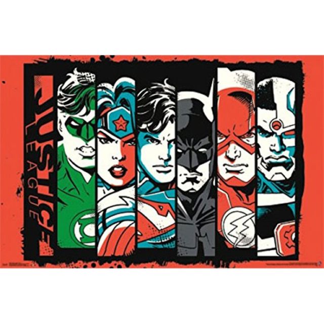 640x640 Justice League Bars Dc Comics Batman Superman Pop Art Print Poster - Dc Comics Painting