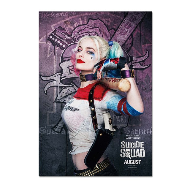 640x640 Suicide Squad Movie Poster,dc Comics Fabric Poster, Harley Quinn - Dc Comics Painting