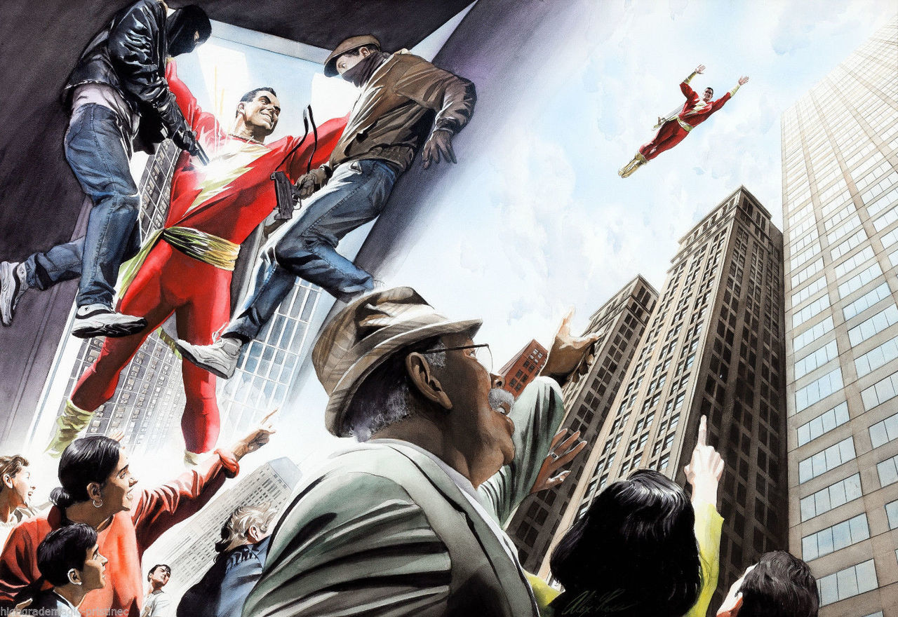 1280x880 Alex Ross, Shazam Original Painting Dc Comics 2000 Two Page Spread - Dc Comics Painting