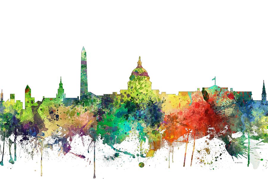 900x600 Washington Dc Skyline Digital Art By Marlene Watson - Dc Skyline Painting