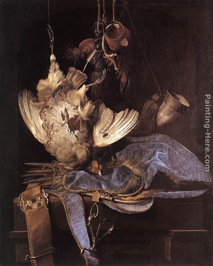 720x898 Willem Van Aelst Still Life With Hunting Equipment And Dead Birds - Dead Bird Painting
