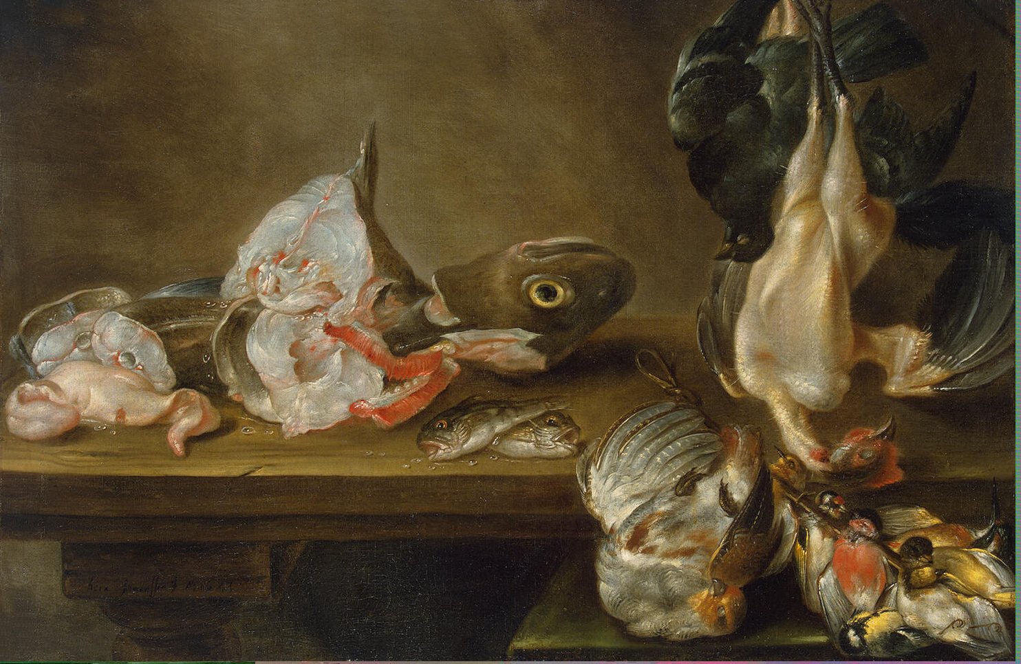 1484x966 Fish And Dead Game Painting Adriaenssen Alexander Oil Paintings - Dead Fish Painting