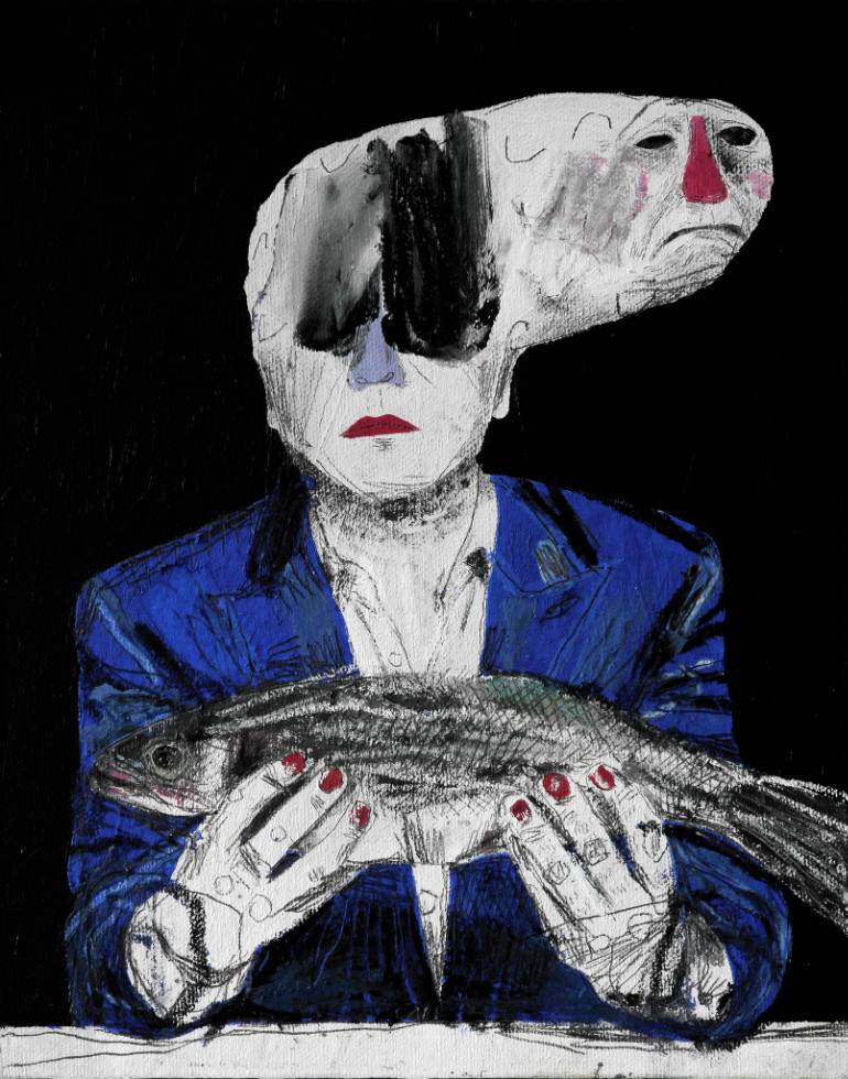 770x980 Saatchi Art Meditation On A Dead Fish. Painting By Carp Matthew - Dead Fish Painting