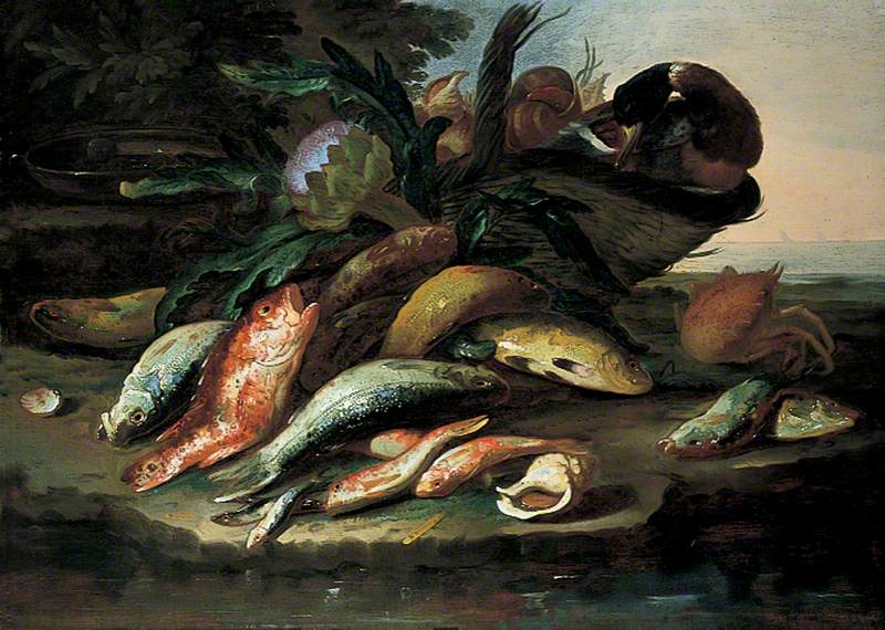 800x570 Still Life With Dead Fish And Game Art Uk - Dead Fish Painting
