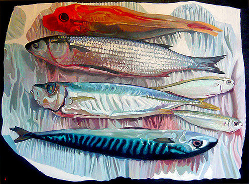 500x369 Fish Stillife2 Acrylic On Canvas 120 X 90 Cm 2010 Innokentiy - Dead Fish Painting