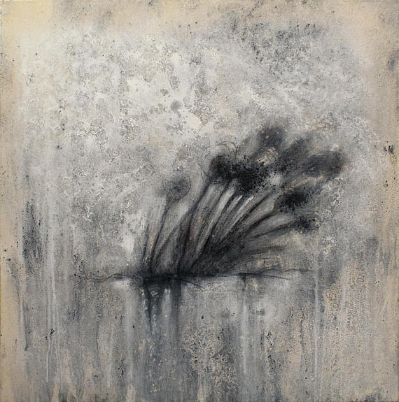 570x575 Original Surreal Apocalypse Dead Flowers Fine Art Oil Amp - Dead Flowers Painting