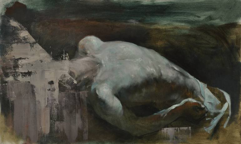 770x461 Saatchi Art Dead Icarus Painting By Laszlo Mathe - Dead Painting