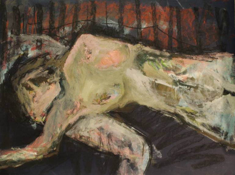 770x572 Saatchi Art Dead People On Blue Paper Painting By Steven Higgins - Dead Painting