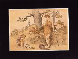 300x228 Randolph Caldecott Dog Dead Rabbit Cupid Antique C1880 Mounted - Dead Rabbit Painting
