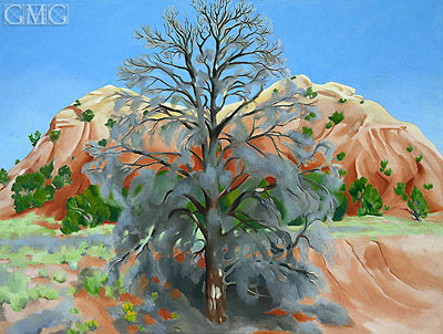 400x302 Dead Tree With Pink Hill O'Keeffe Painting Reproduction 13032 - Dead Tree Painting