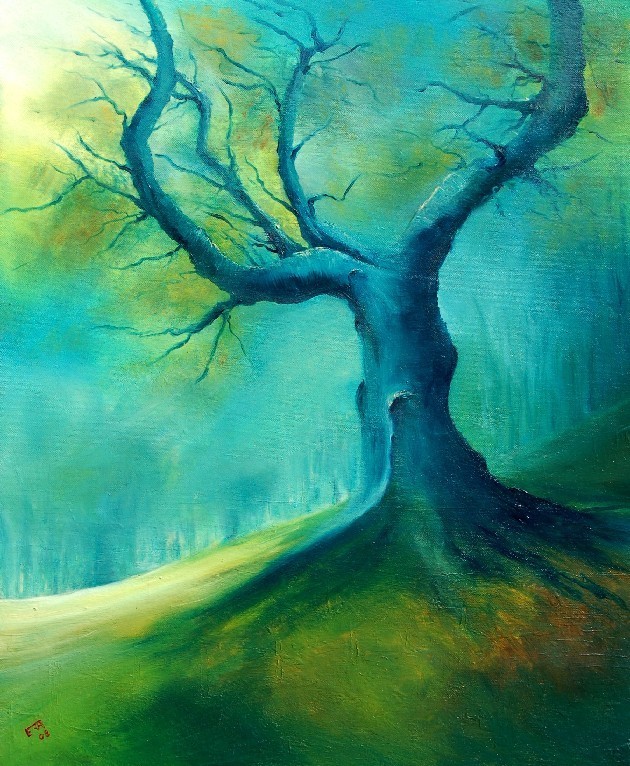630x766 Veronique Radelet Artwork Dead Tree Original Painting Oil - Dead Tree Painting