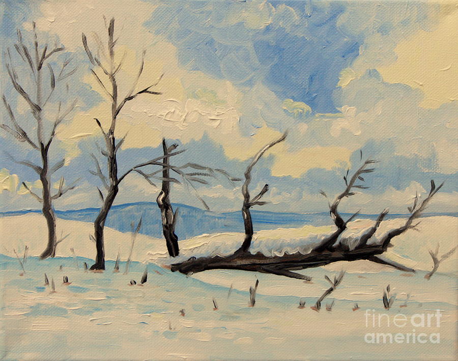 900x710 Dead Tree Last Snow Painting By Hilary England - Dead Tree Painting