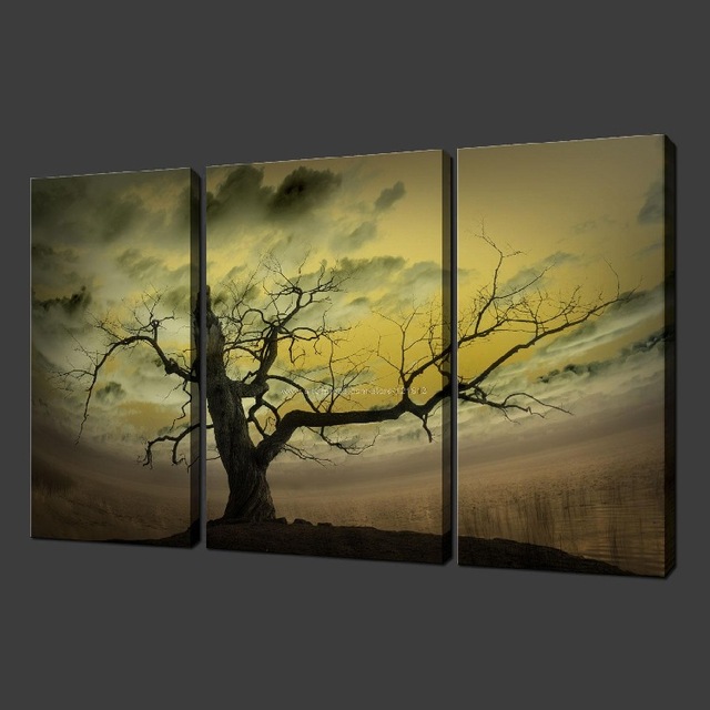 640x640 Dead Tree Premium Set Of Three Canvas Picture Wall Art Oil - Dead Tree Painting