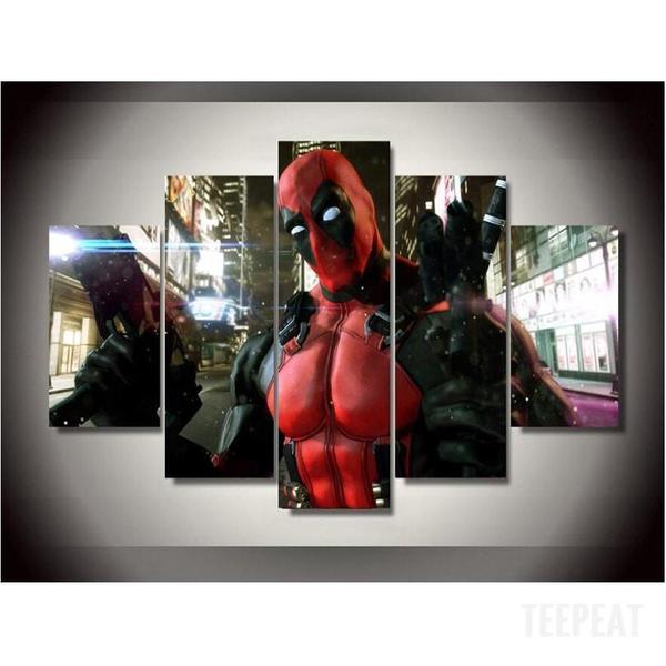 600x600 Deadpool In City - Deadpool Canvas Painting