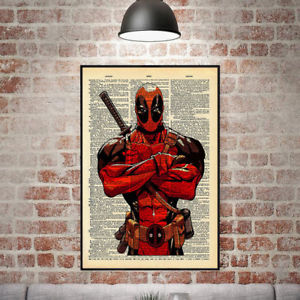 300x300 Newspaper Style Deadpool Canvas Print Wall Art Oil Painting - Deadpool Canvas Painting