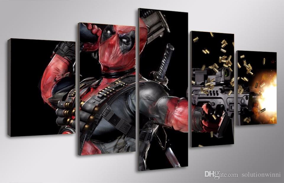 960x618 Online Cheap Hd Printed Deadpool Mask Gun Automatic Painting - Deadpool Canvas Painting