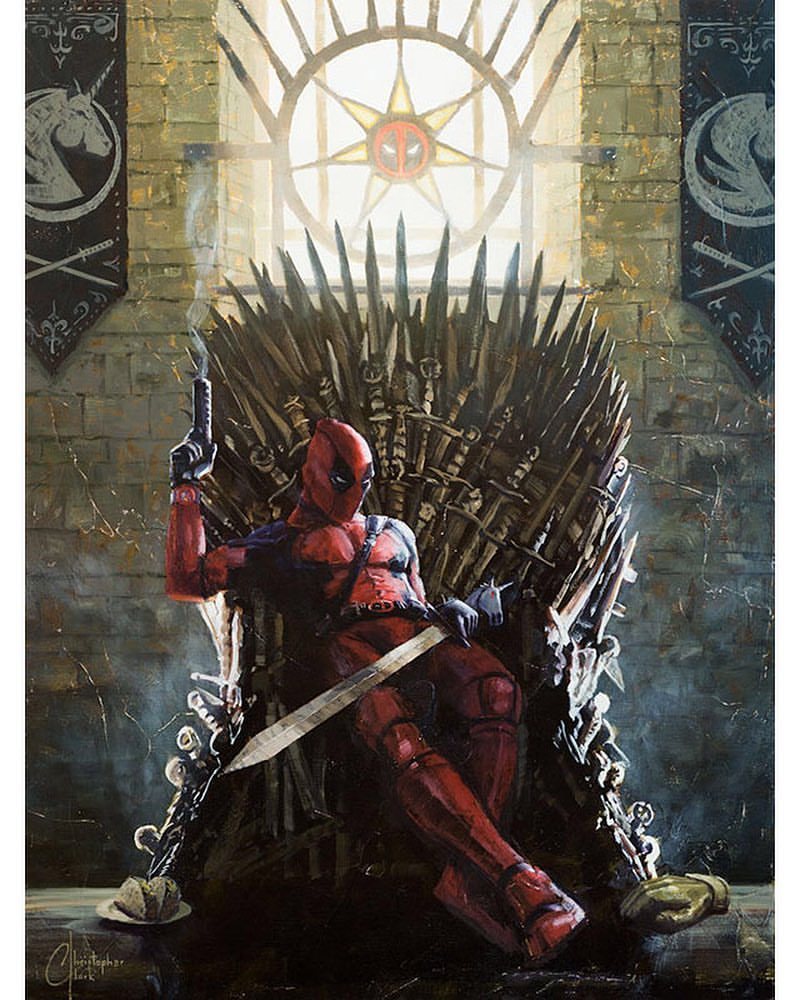 800x1000 Original Paintings Art For Sale, Christopher Clark New Oil - Deadpool Oil Painting