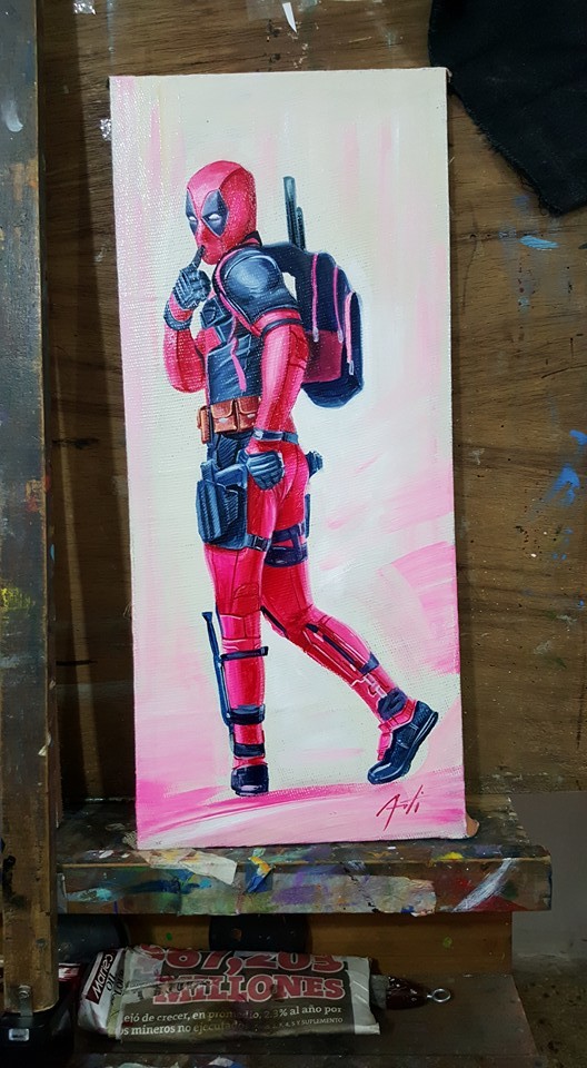 528x960 Quiroz Robledo Artwork - Deadpool Oil Painting