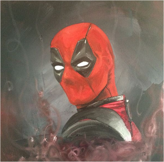 557x551 Randi Nuanes Painting Artist Profile Hire An Artist - Deadpool Oil Painting