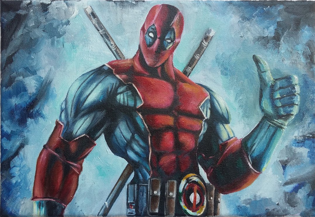 1077x742 Deadpool Oil Painting By Eddonkulous - Deadpool Oil Painting