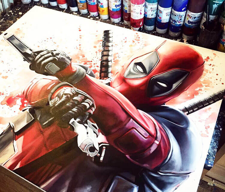750x640 Deadpool Oil Painting By Ben Jeffery No. 2845 - Deadpool Painting