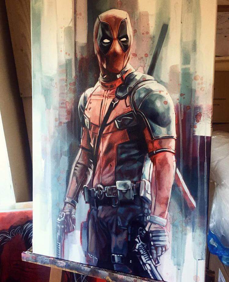 750x926 Deadpool Painting By Ben Jeffery Marvel - Deadpool Painting