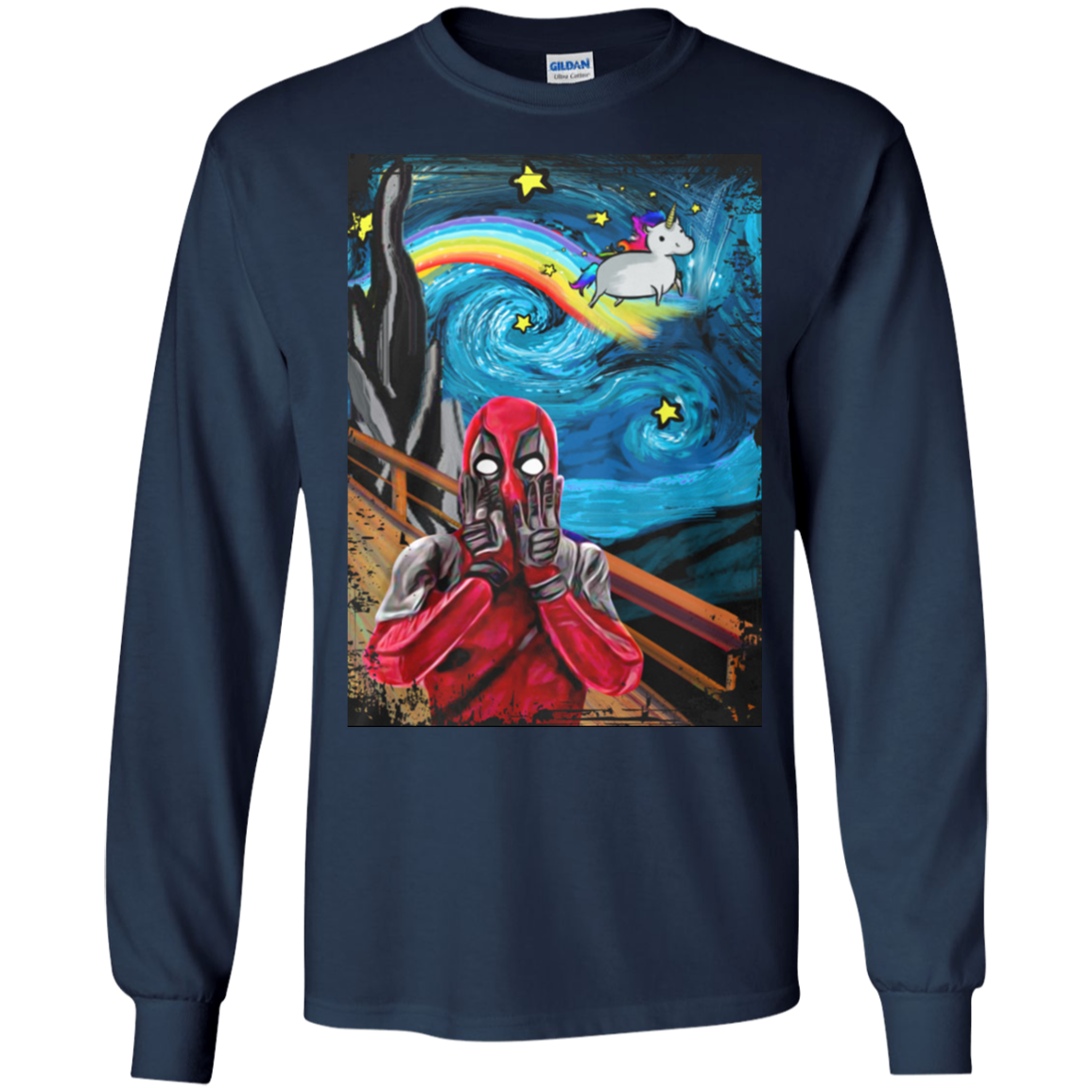 1155x1155 Deadpool Scream Unicorn Starry Night Shirt, Tank, Hoodie - Deadpool Scream Painting