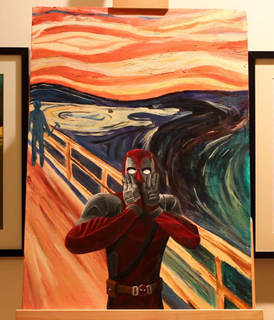 876x1024 Killer Kitsch On Twitter - Deadpool Scream Painting