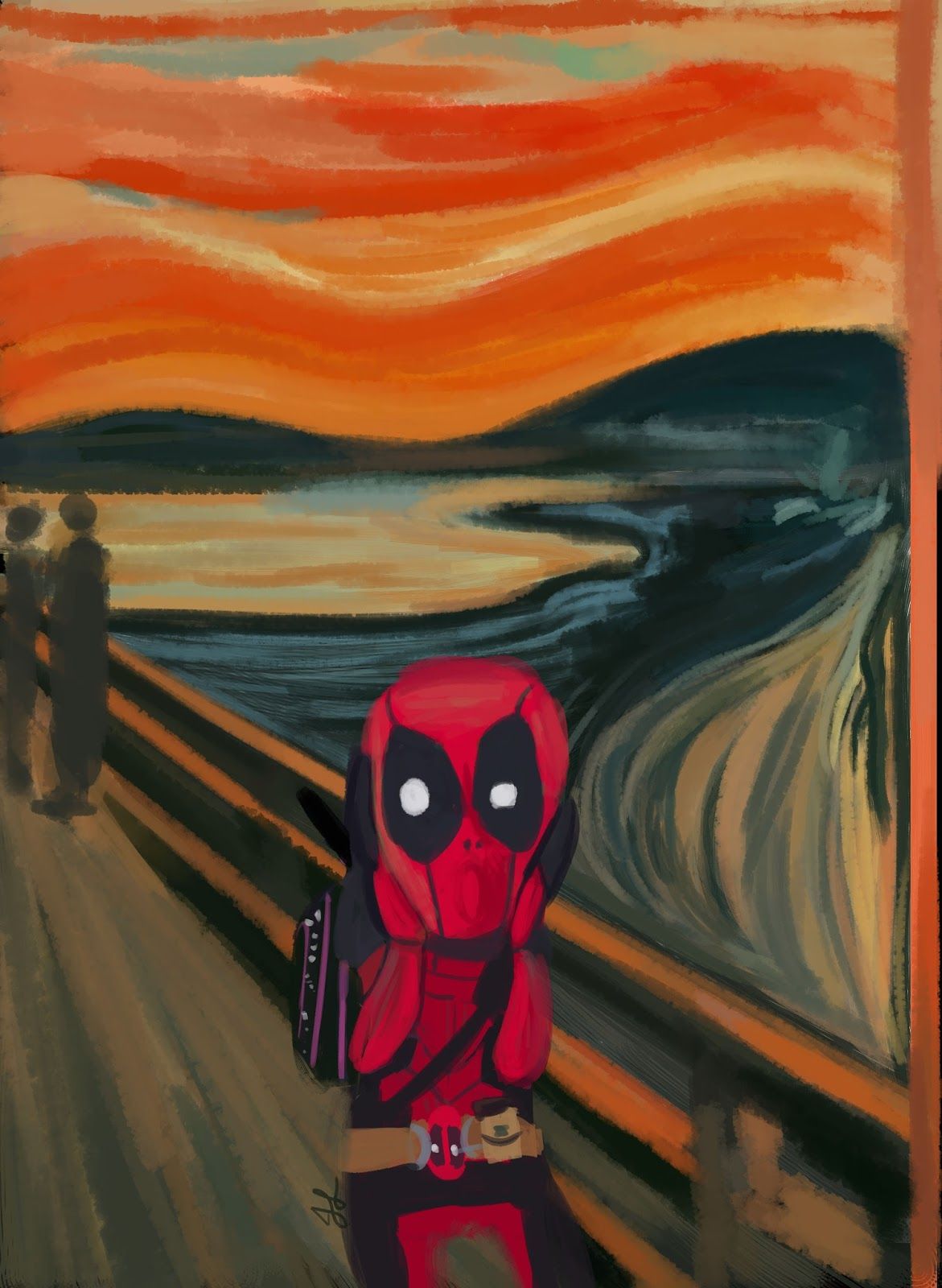1171x1600 The Scream' Parody - Deadpool Scream Painting