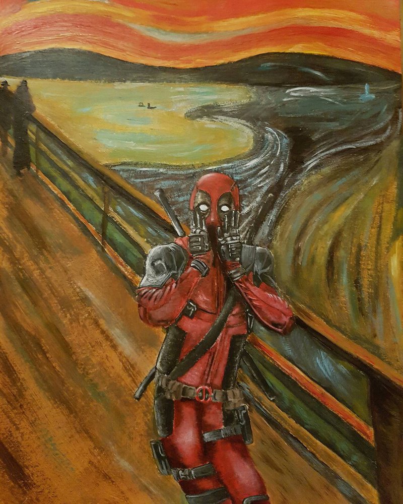 800x1000 The Scream - Deadpool Scream Painting