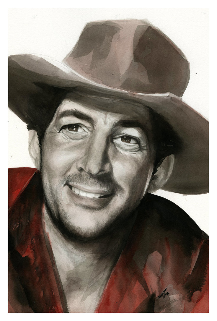 735x1086 Dean Martin From Rio Bravo By Saltwatercolors - Dean Martin Painting