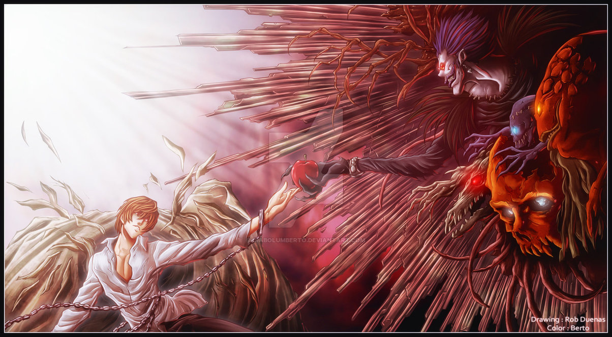1204x663 Death Note Recreation By Diabolumberto - Death Note Painting