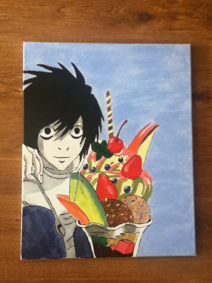 720x960 Death Note Lryuzaki Canvas Painting By 3cheersforart - Death Note Painting