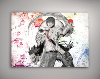 340x270 L And Light Yagami Death Note Poster Watercolor Poster Anime - Death Note Painting