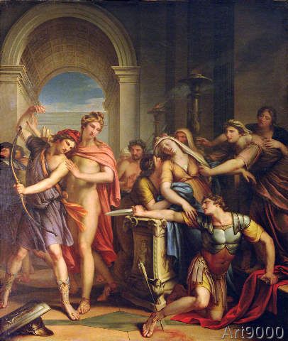 406x480 Gavin Hamilton - Death Of Achilles Painting