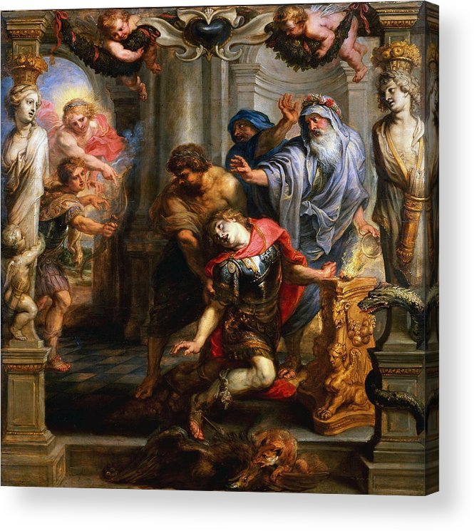 665x745 The Death Of Achilles Acrylic Print By Peter Paul Rubens - Death Of Achilles Painting