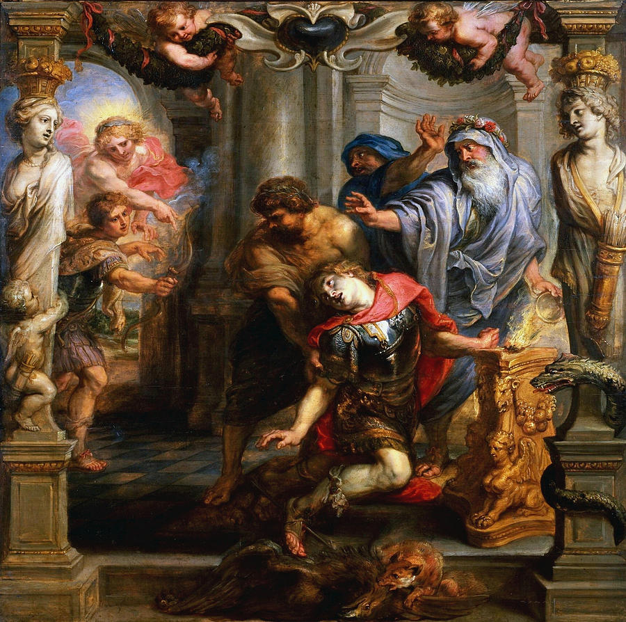 900x894 The Death Of Achilles Painting By Peter Paul Rubens - Death Of Achilles Painting