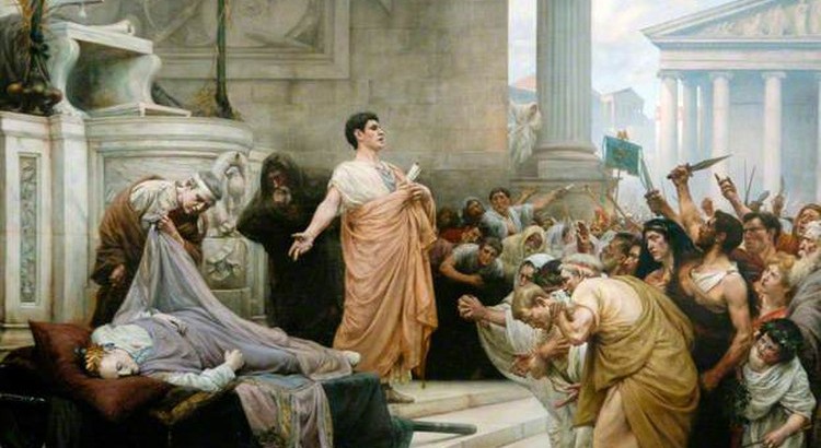 750x410 Mark Antony's Speech In By William Shakespeare - Death Of Caesar Painting