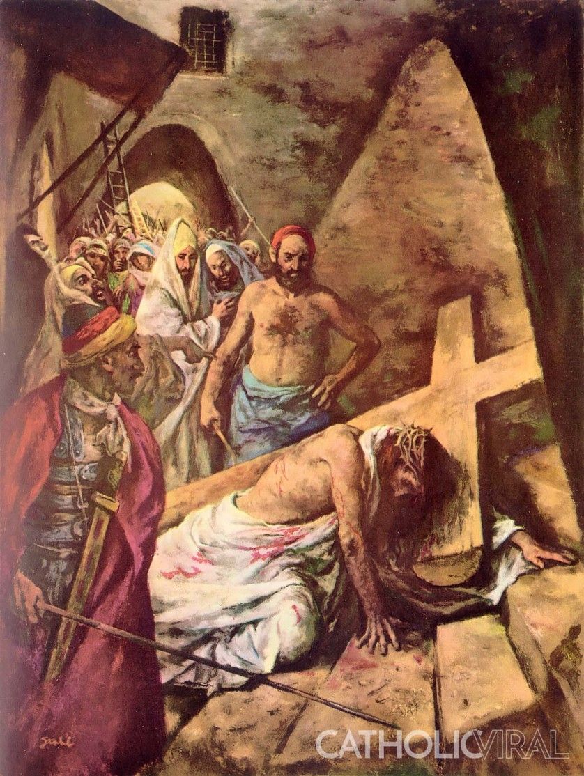 838x1114 Jesus Falls The First Time - Death Of Jesus Painting