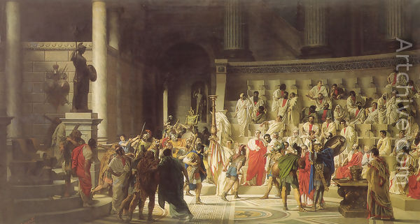 600x321 The Last Senate Of Julius Caesar Reproduction By Raffaele - Death Of Julius Caesar Painting